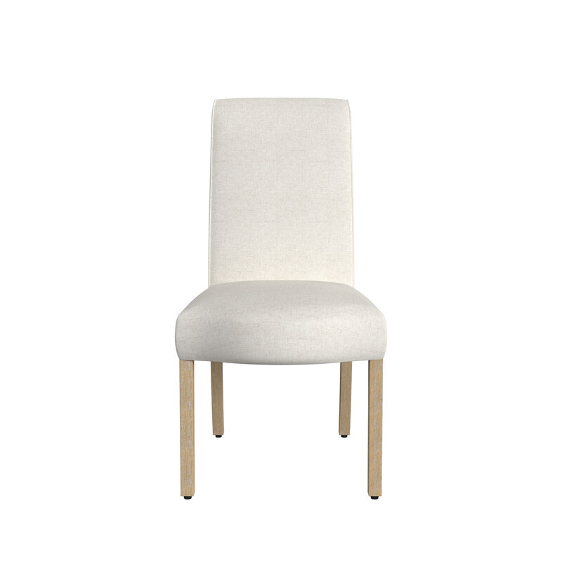 Jay Dining Chair Set of 2, Scalloped Details, Cream White Woven Fabric