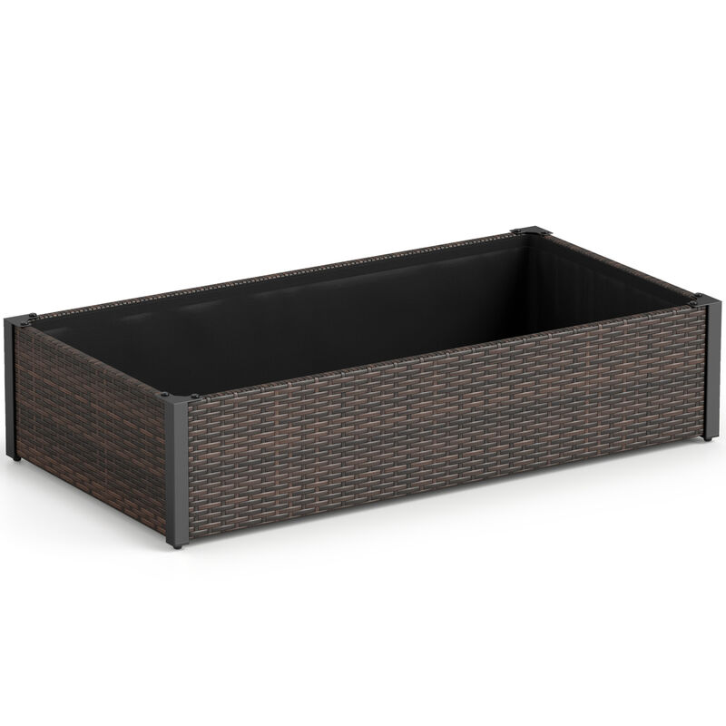 PE Rattan Raised Garden Bed with Open-Ended Base for Outdoor Plants image number 0