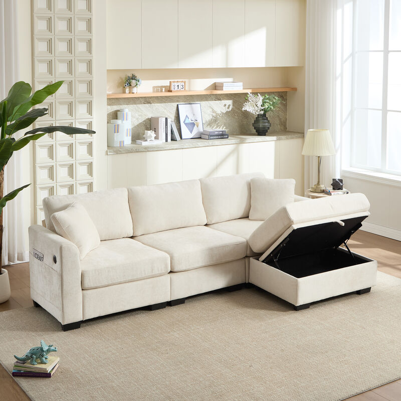 Bomzik Modern Storage Sectional Sofa with Dual USB image number 2