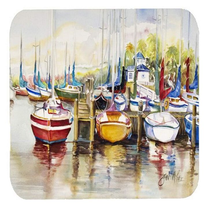 Caroline's Treasures Set of 4 Paradise Sailboats Foam Coasters JMK1235FC, 3.5 H x 3.5 W, Multicolor