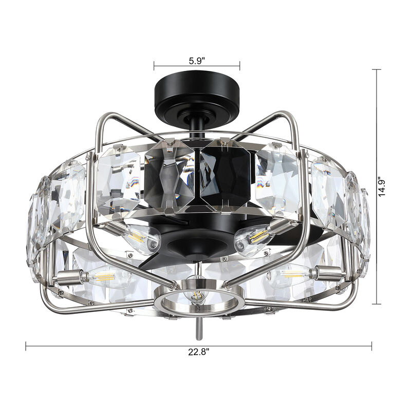 22.8 in. Matte Black Caged Ceiling Fan with Light and Remote