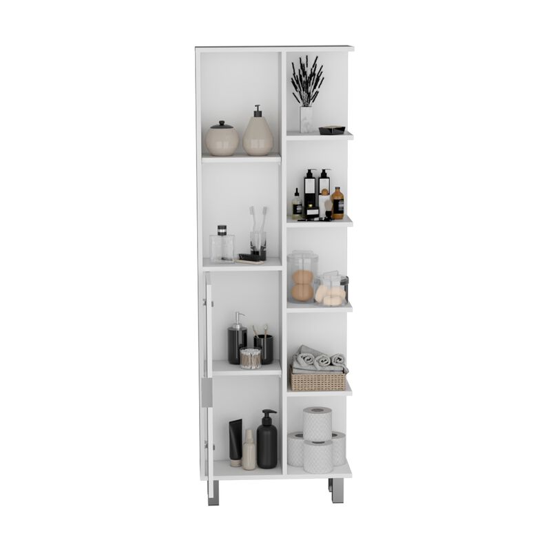 Crovie Linen 63-inch High Bathroom Cabinet Linen Storage Cabinet  with Seven Open Shelves