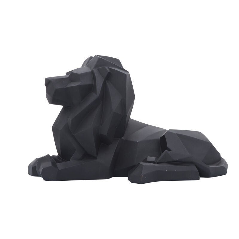Resin 13" Laying Lion, Black image number 1