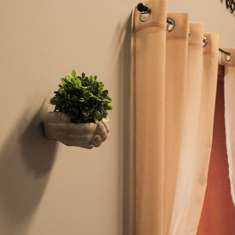 Cement Cupped Hands Wall-Mountable Planter & Birdfeeder image number 5