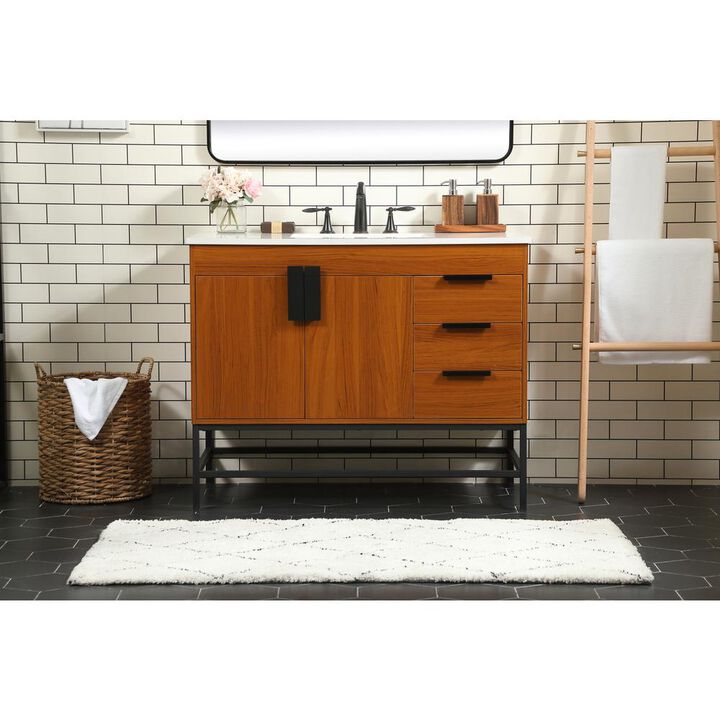 Elegant Kitchen and Bath 42 inch Single bathroom vanity in teak