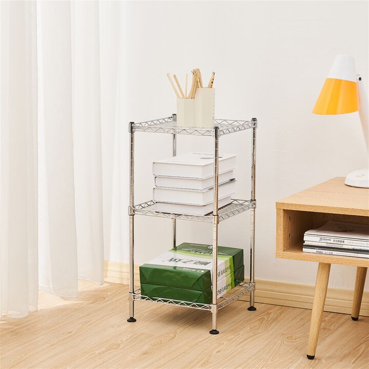 3-Tier Steel Wire Shelving Unit, Freestanding Storage Rack for Home