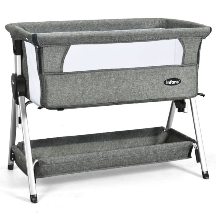 Hivago Adjustable Baby Bedside Crib with Large Storage