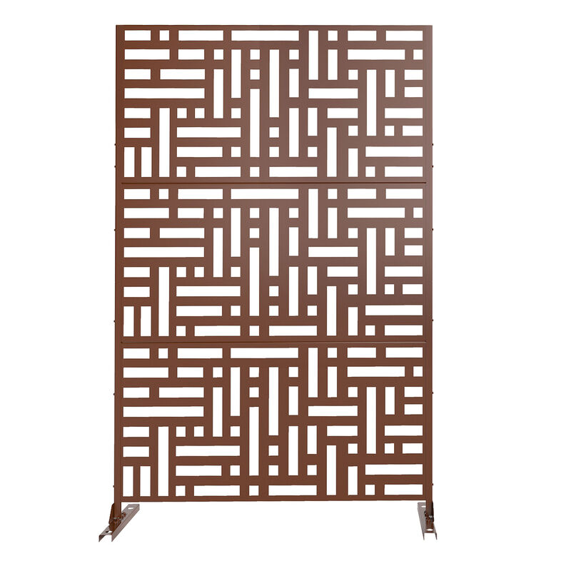 Arched Metal Outdoor Privacy Screen, Freestanding Outdoor Divider Decorative Privacy Fence