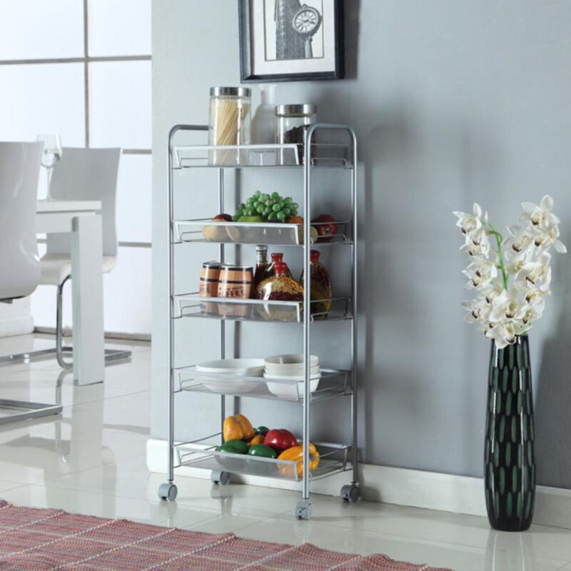 Honeycomb Mesh Style 5-Layer Removable Storage Cart Space-Saving Organizer for Home or Office image number 2