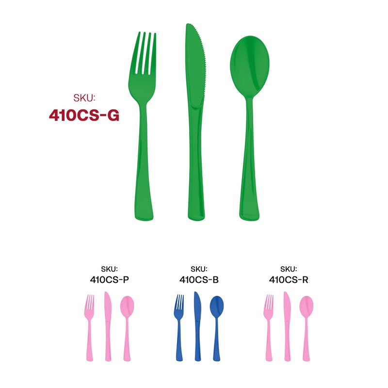 Green Plastic Party Cutlery Set (144 Sets) image number 4