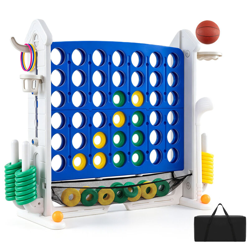 Portable 4 in 1 Row Connect Game with Mesh Net and Adjustable Height image number 4