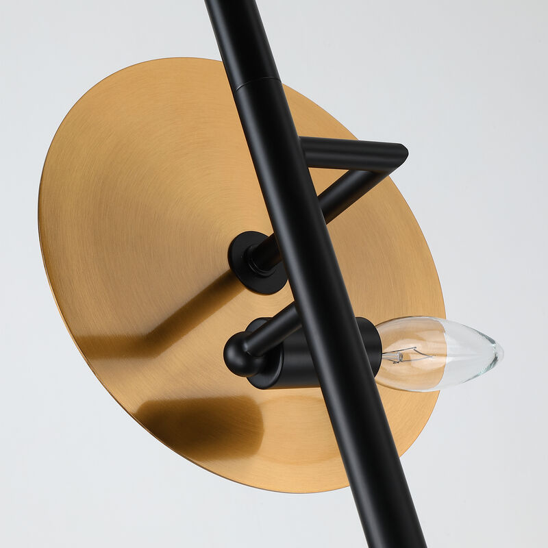 62.72 in. Mid-Century Modern 3-Light Black and Brass Floor Lamp image number 9
