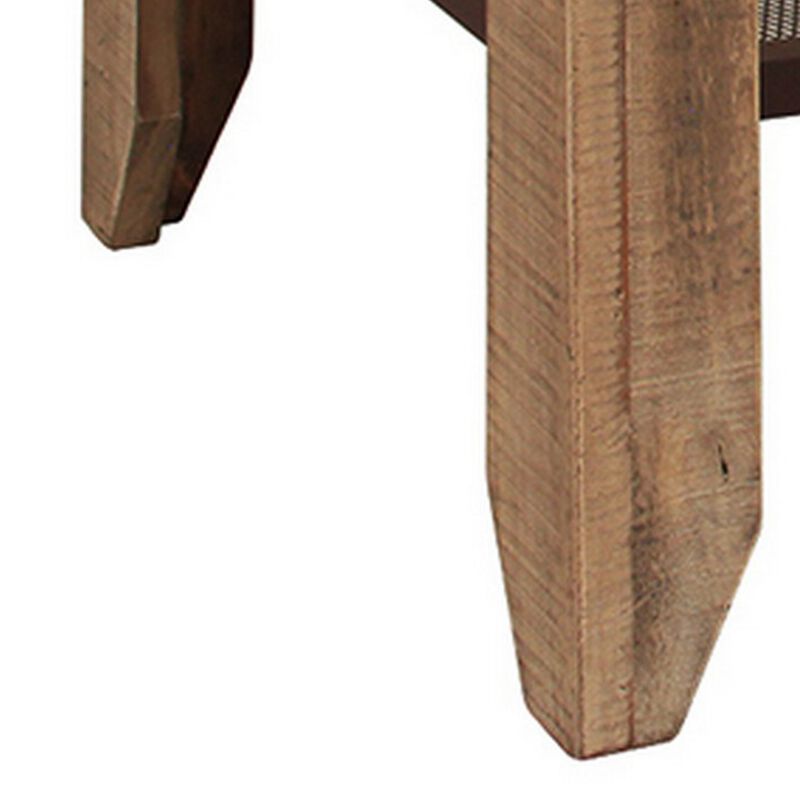 Fena 52 Inch Counter Height Dining Table, Iron Mesh Shelf, Multicolor Wood