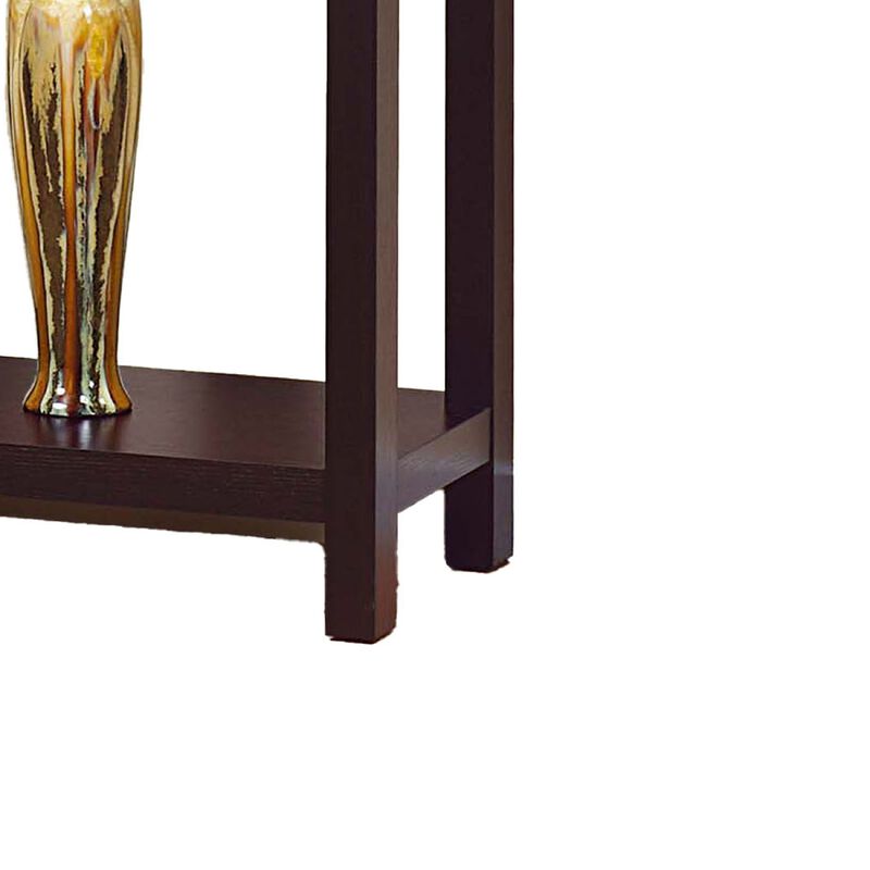 Console Table, Red Cocoa Brown, 36 Inch Hidden Storage Drawer