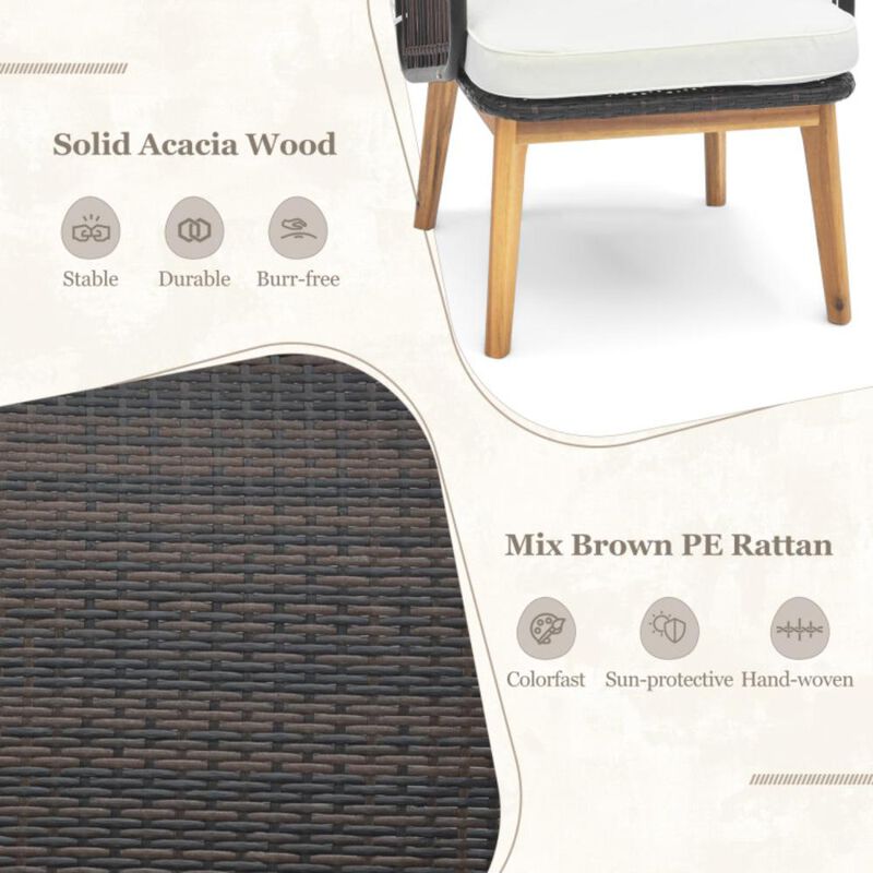 Hivvago 3 Pieces Patio Furniture Set with Cushioned Chairs and Tempered Glass Side Table