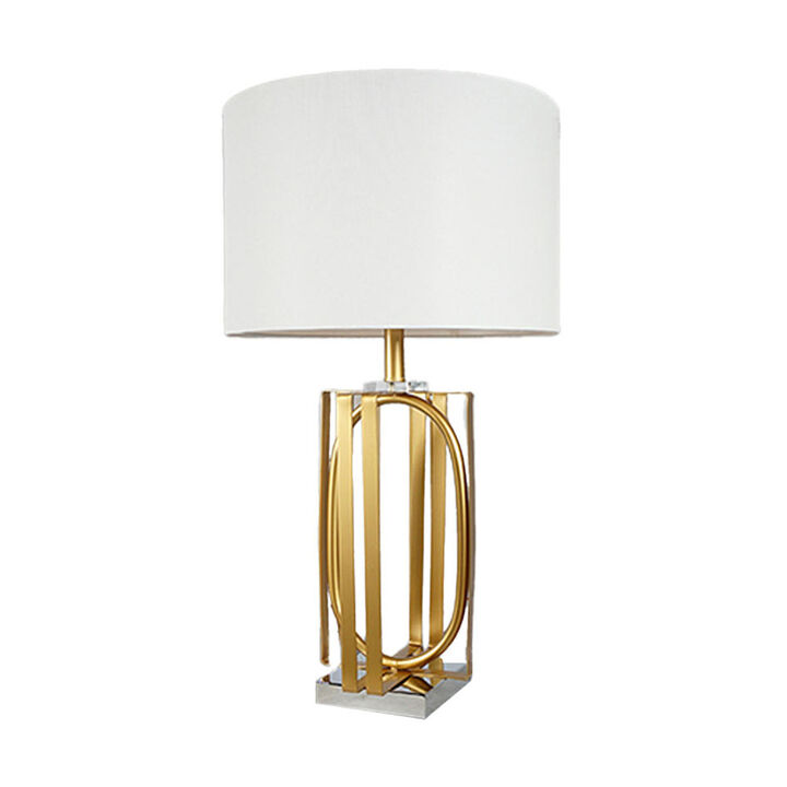 Limy 2pc Table Lamp Set, White Shade, Gold and Chrome Base, 29 Inch