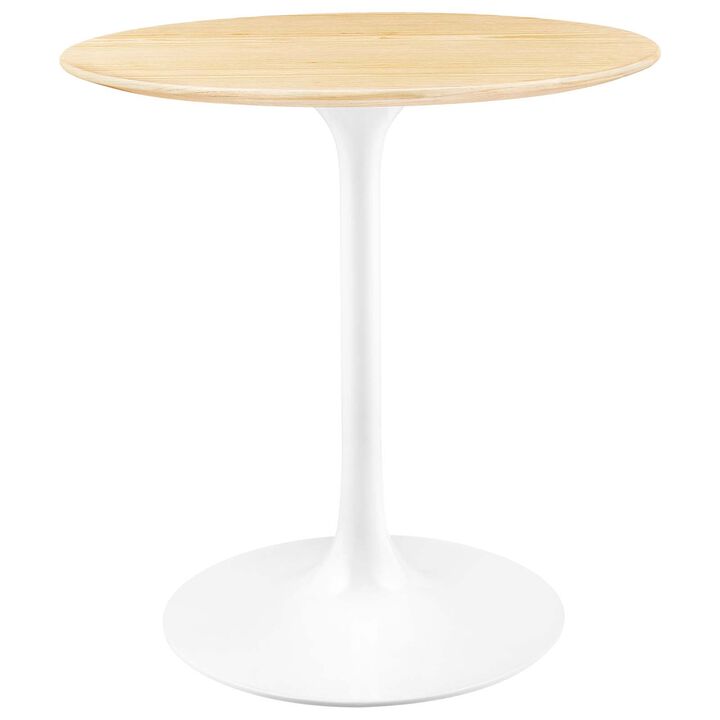 Modway - Lippa 28" Round Wood Grain Dining Table White Natural