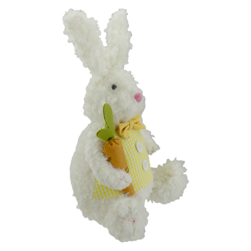 14" Plush White Sitting Easter Bunny Rabbit Holding a Carrot Spring Figure