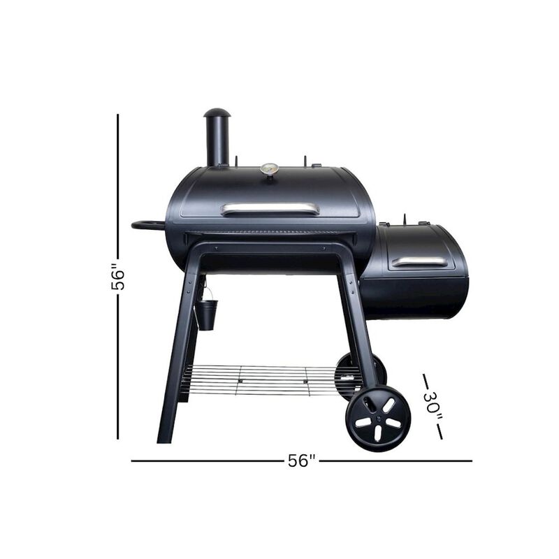 Outdoor Escape Offset Smoker Grill, Heavy Duty, 4-in-1, Black image number 9