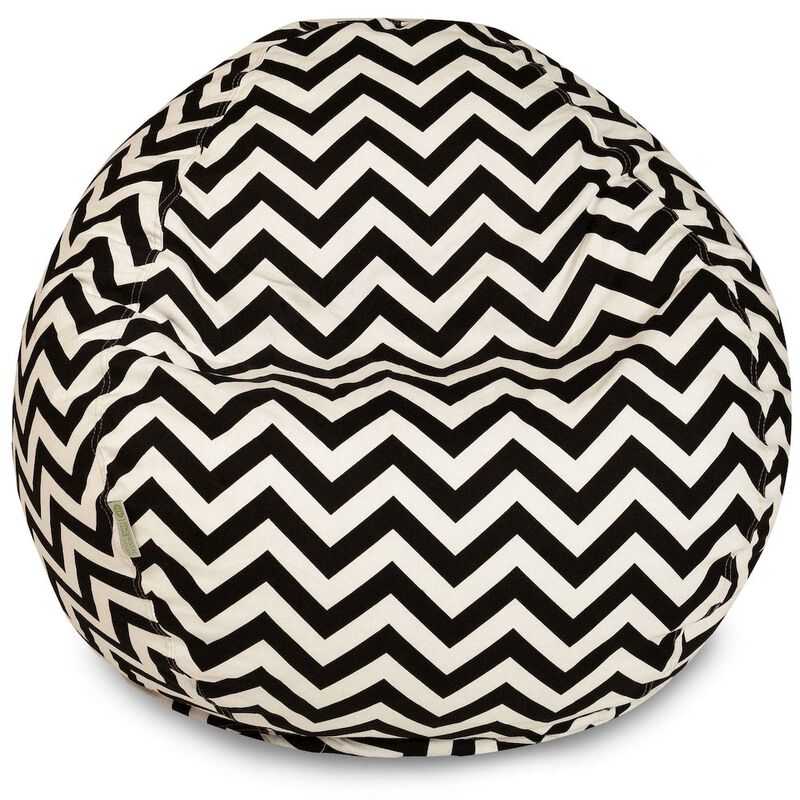 Majestic Home Goods Large Bean Bag Chevron Black