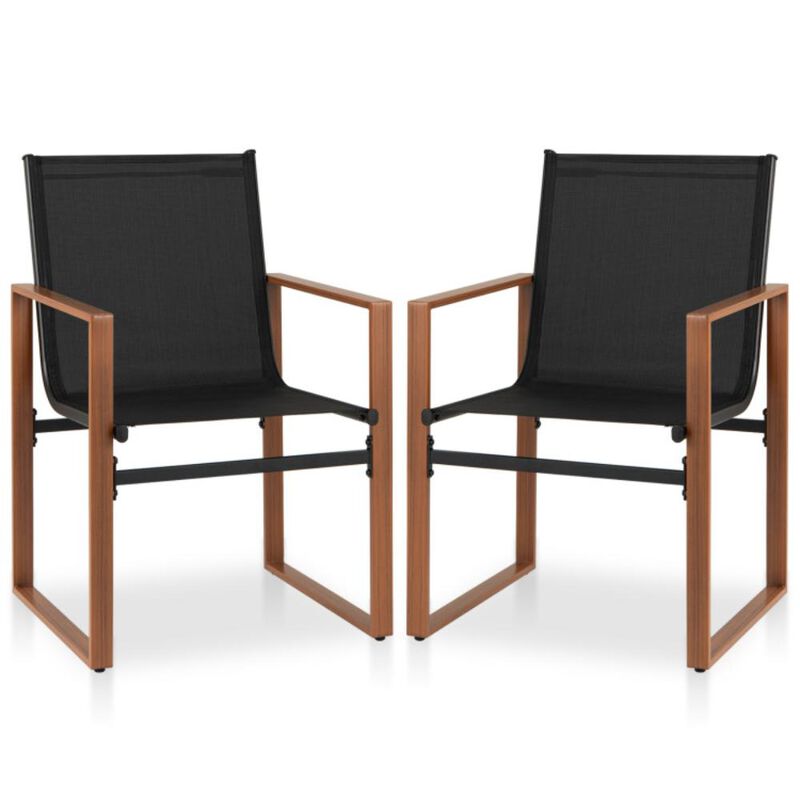 Hivvago Outdoor Dining Chairs with Breathable Seat and Backrest Set of 2