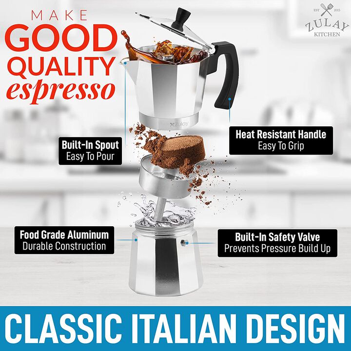 Classic Italian Style Espresso Cup Moka Pot - 8 Cups