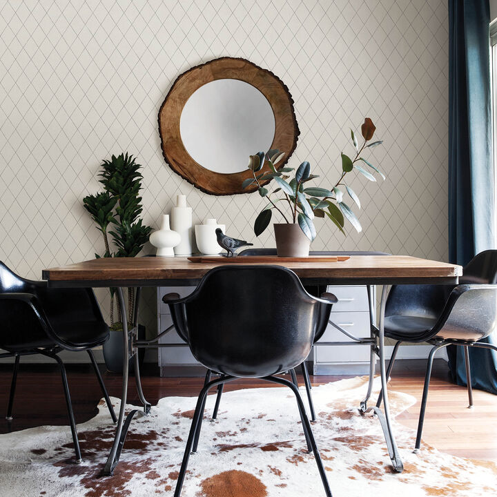 Rhombus Grey Geometric Wallpaper (Set of 2)