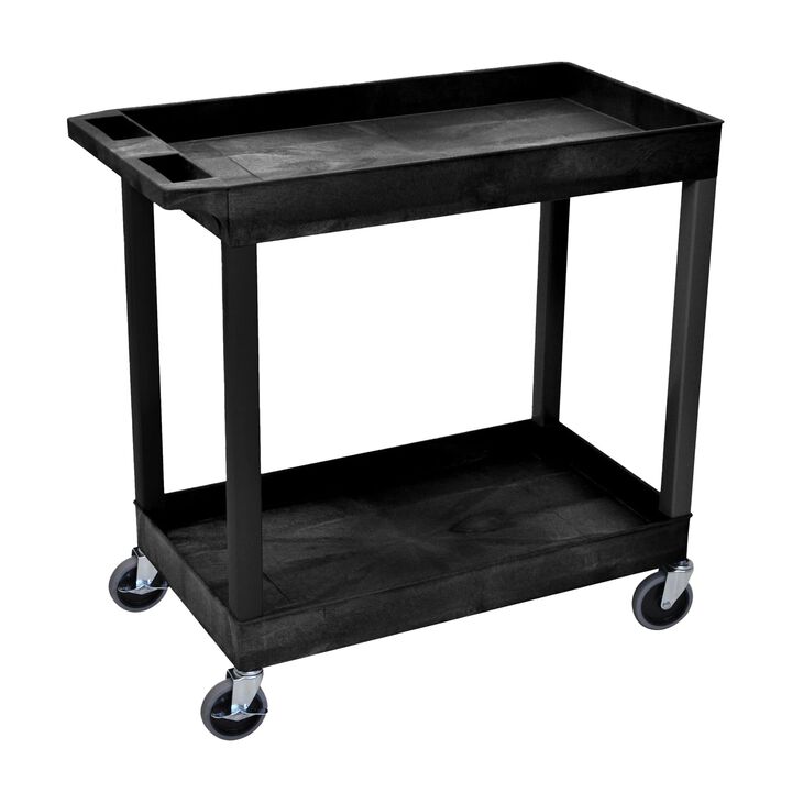 Luxor High Capacity 2 Tub Shelves Cart in Black