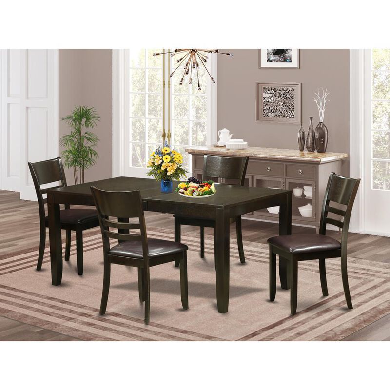 5 Pc Dining set-Table Table with Leaf and 4 Dining Chairs