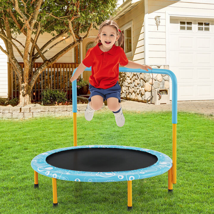 Kids Rebounder Trampoline with Covered Safety Handrail for Exercise and Play