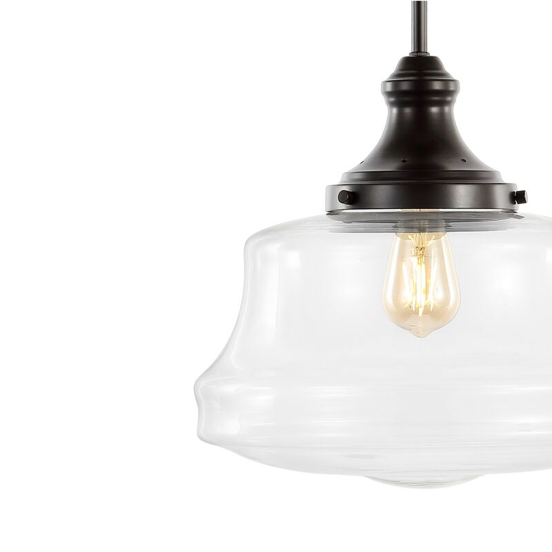 Schoolhouse 1-Light Bohemian Farmhouse Iron/Glass LED Pendant