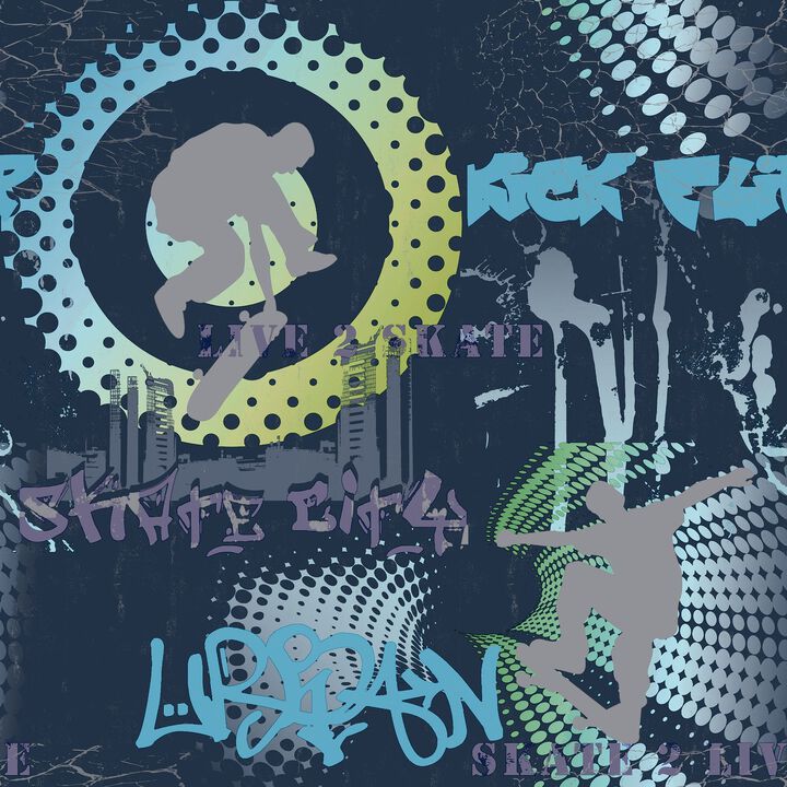 Kids and Teens Skater Boy Blue Wallpaper G78595