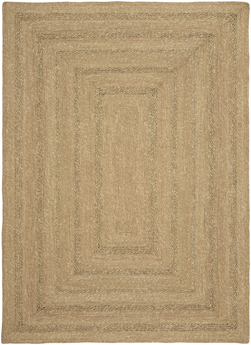 HomeRoots 5' X 7' Natural And Brown Handmade Indoor Outdoor Area Rug image number 0
