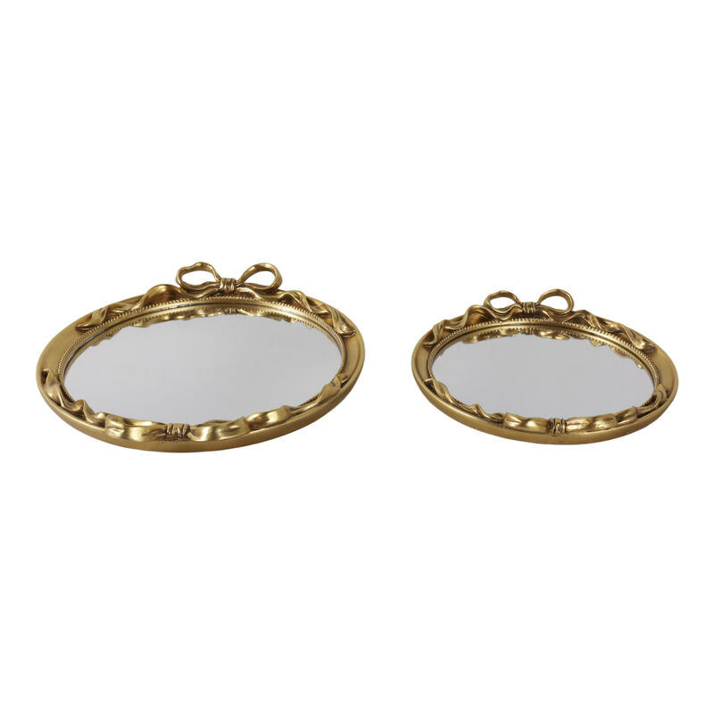 S/2 12/16" Coquette Bow Trays, Gold image number 2