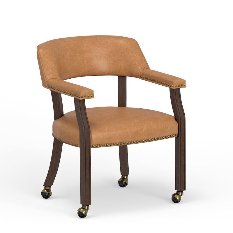 Georgio Dining and Game Chair in Walnut with Saddle Faux Leather