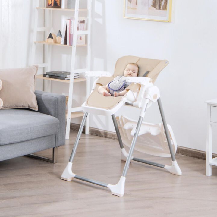 Hivvago Foldable Baby High Chair with Double Removable Trays and Book Holder