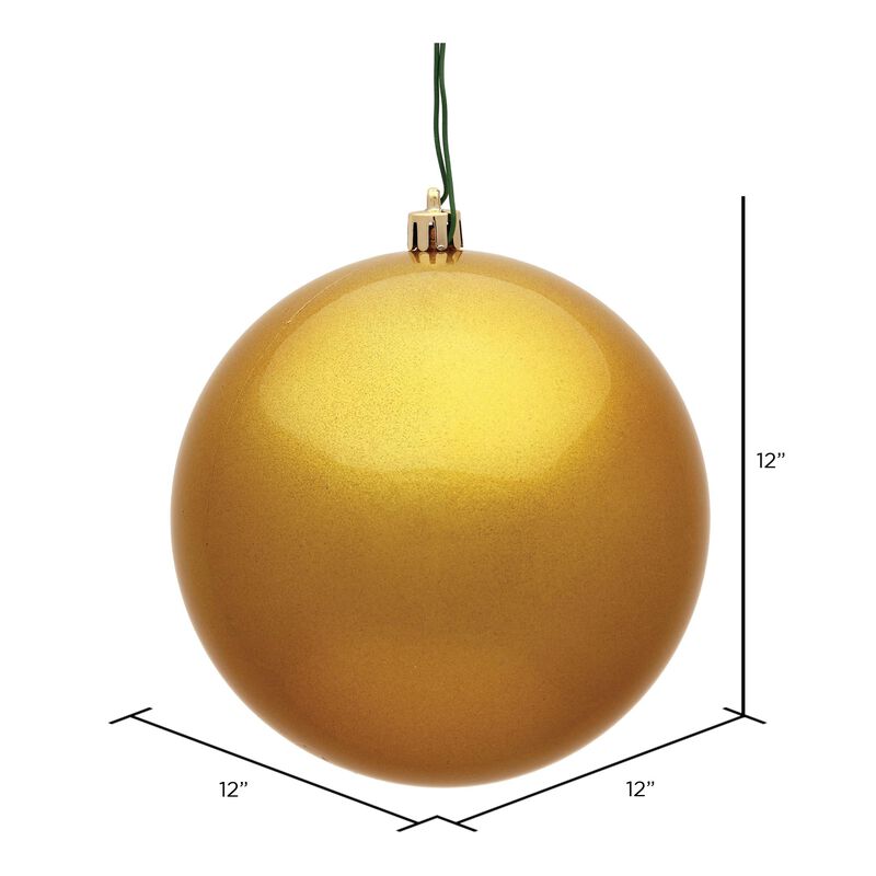 Vickerman 12" Honey Gold Candy Ball Ornament. image number 1