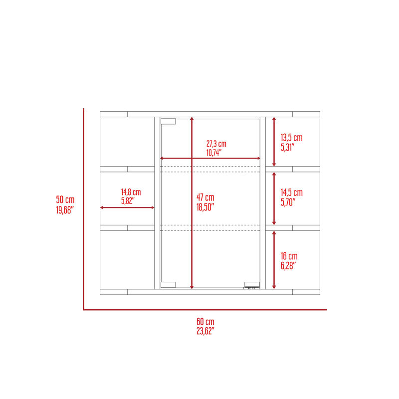 DEPOT E-SHOP Roma Mirrored Medicine Cabinet, Six External Shelves, Three Interior Shelves, Light Gray image number 9