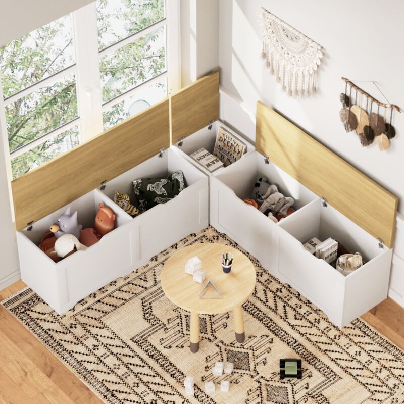 Crewis 3-Piece L-Shaped Wooden Storage Bench image number 2