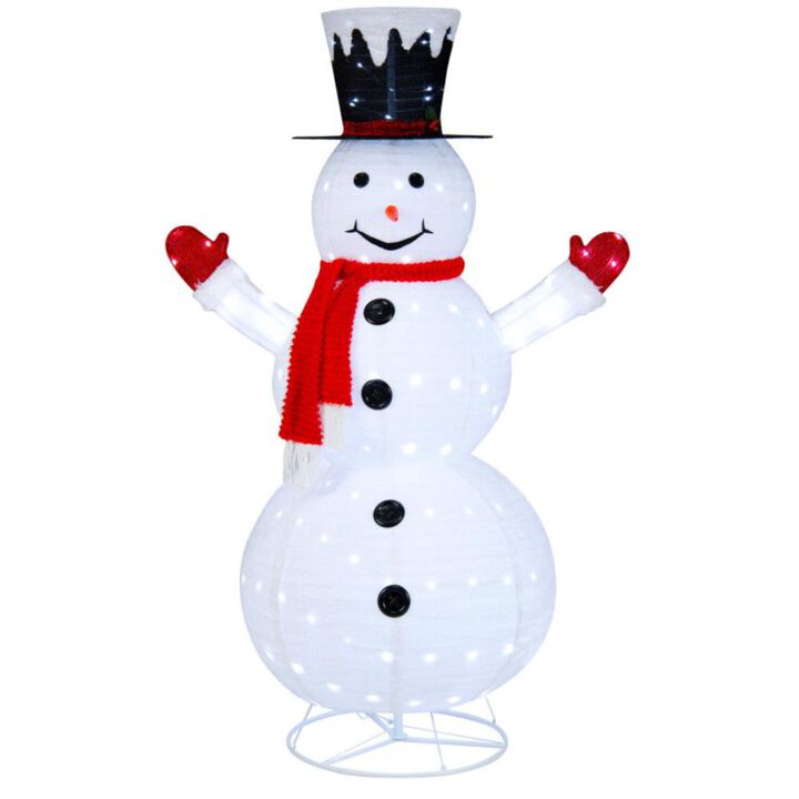 Hivvago 6 Feet Lighted Snowman with Top Hat and Red Scarf