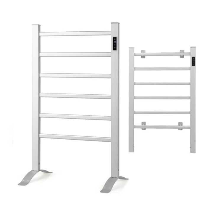 Hivvago Freestanding and Wall-mounted 6 Bars Towel Warmer with Timer and LED Display