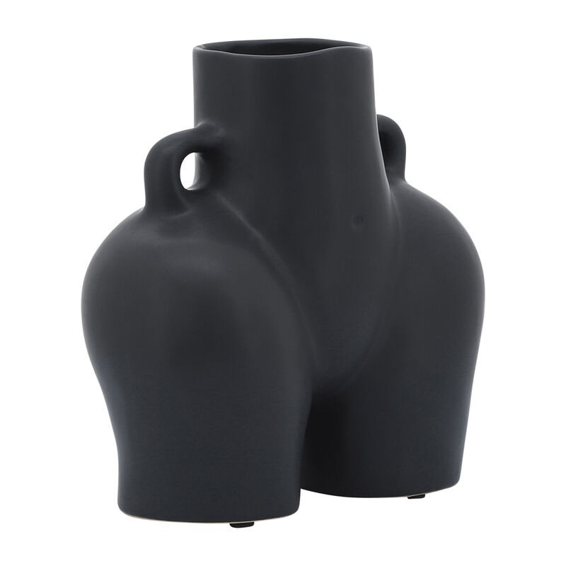 Cer, 7" Half Body Vase, Black image number 2