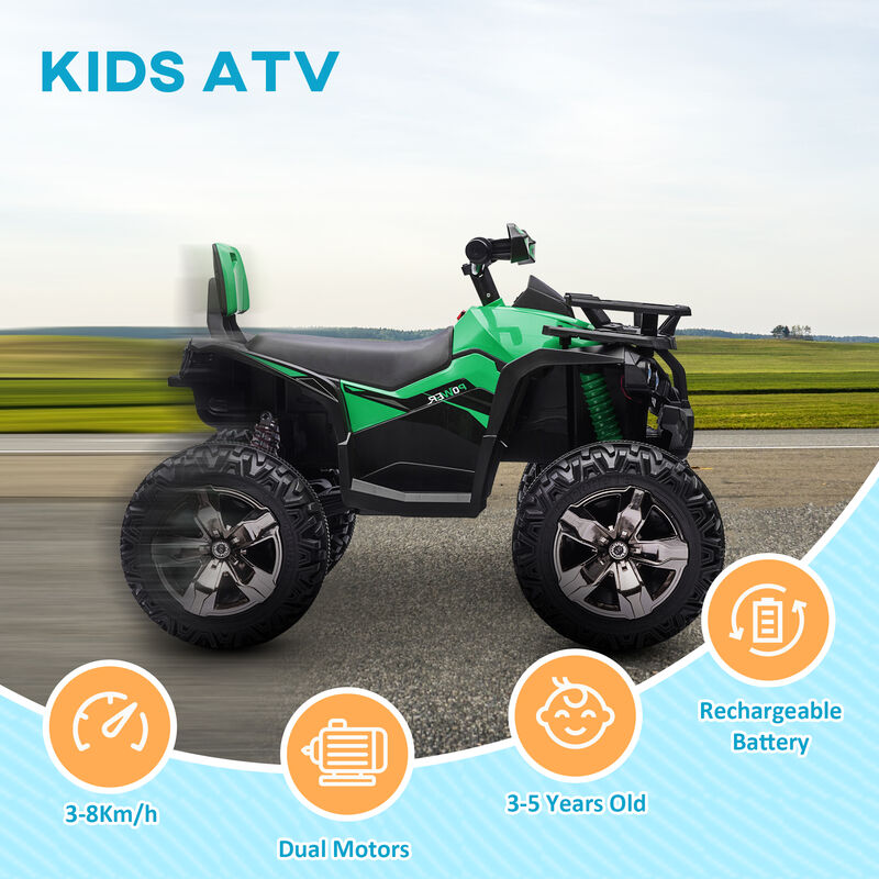 BreeBe 12V 4 Wheeler Kids ATV with Music, Headlights image number 3