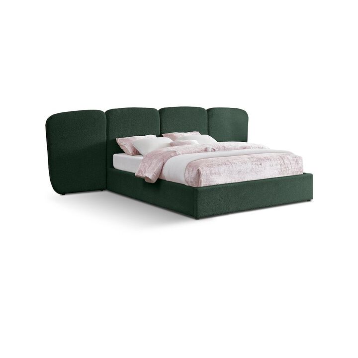 Meridian Furniture Shiloh Green Green Boucle Fabric King Bed