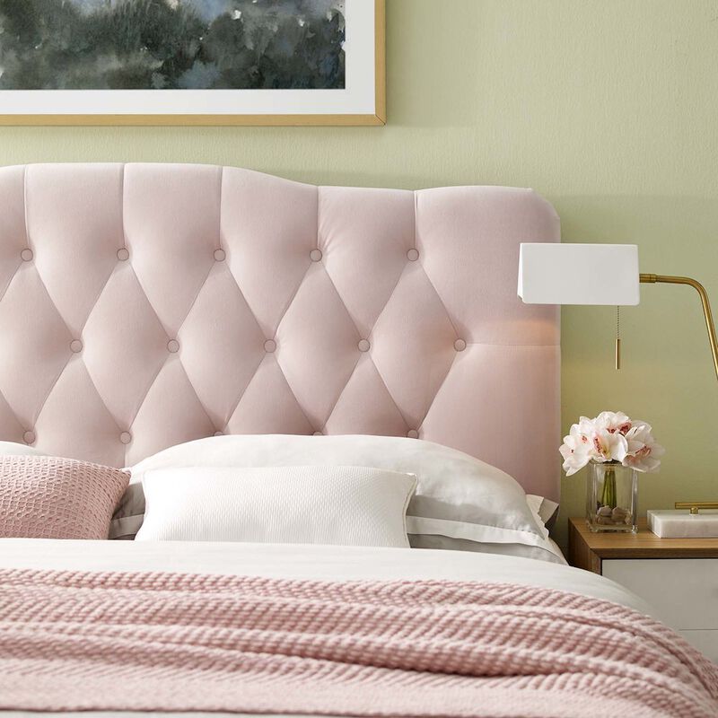 Modway Annabel Diamond Tufted Performance Velvet Queen Headboard in Pink image number 6