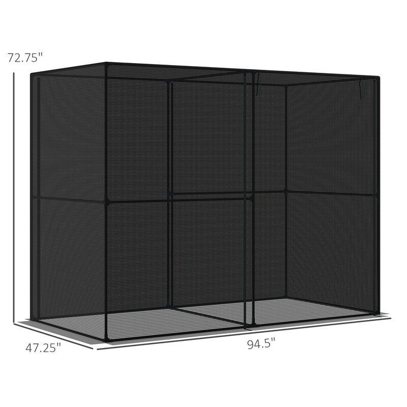 Outsunny 4' x 8' Crop Cage, Plant Protection Tent with Zippered Doors for Vegetable Garden, Backyard, Black