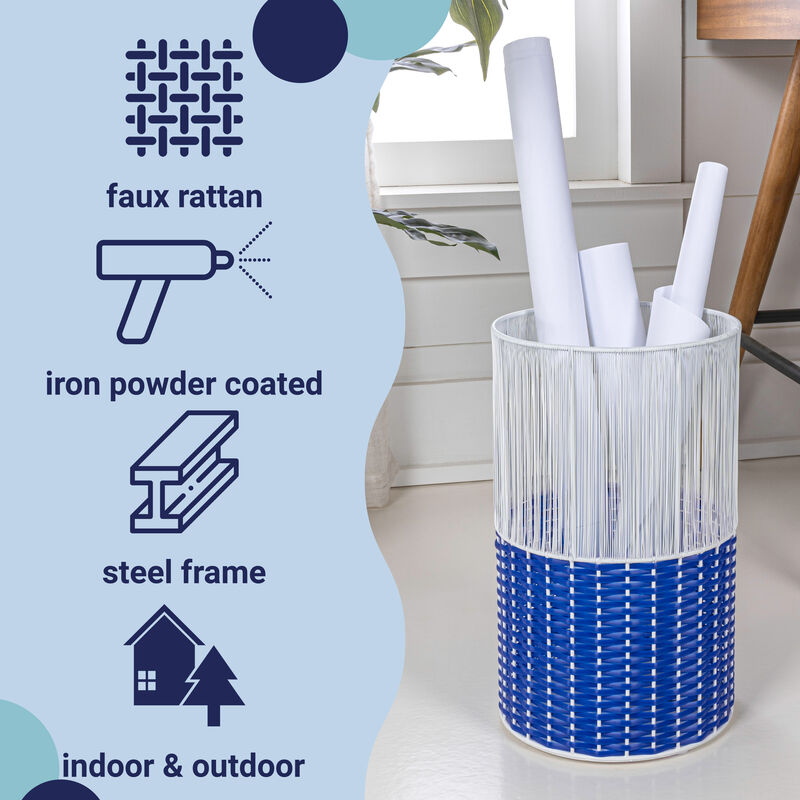 Harper Modern 2-Tone Faux Wicker Cylinder Waste Basket