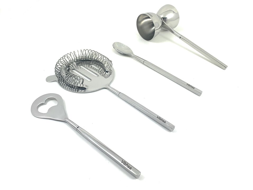 Silver Bar Tools Accessories set of 4
