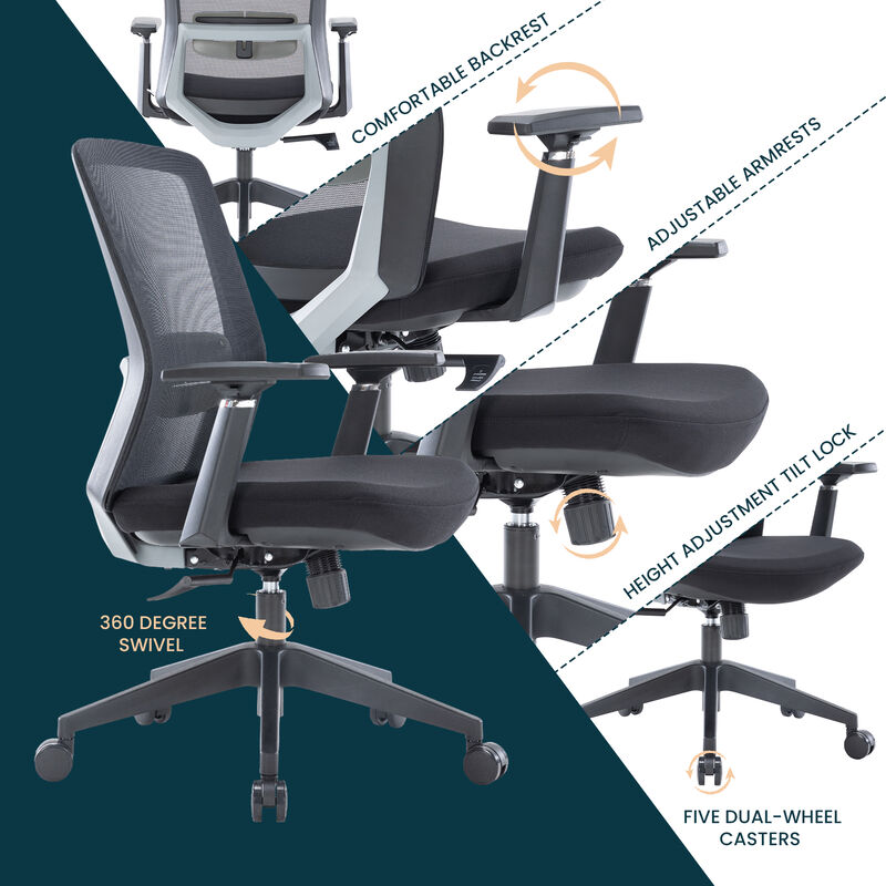 LeisureMod Ergonomic Office Chair Mid-Back Mesh Conference Chair Swivel Computer Chair With Adjustable Height and Armrests Ingram Series
