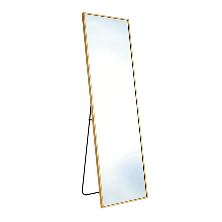 HomeRoots 70" Gold Aluminum Freestanding And Wall Mounted Framed Full Length Mirror